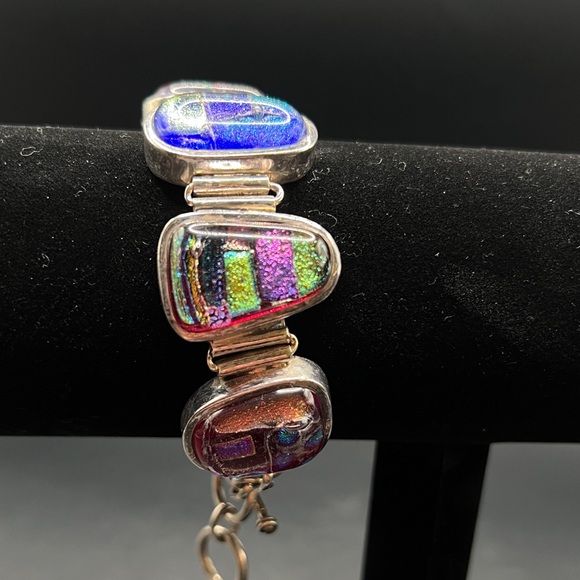 Sterling Silver Bracelet with Multicolored Stones - Picture 6 of 7